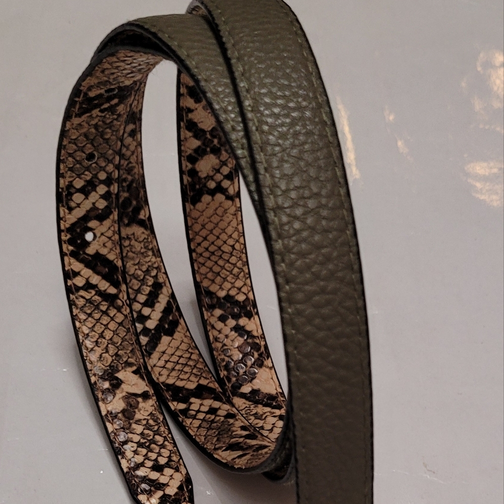 Steve Madden Reversible belt  2 for 1 Size XL Natural Python Pebbled Olive New